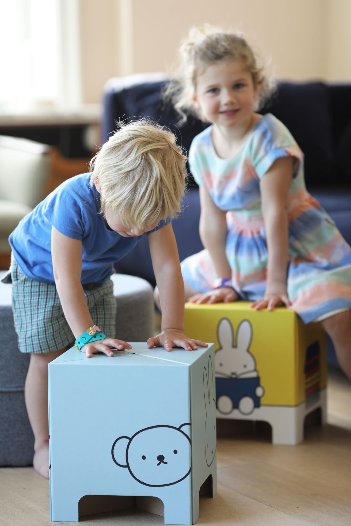 Miffy stool light blue cardboard
