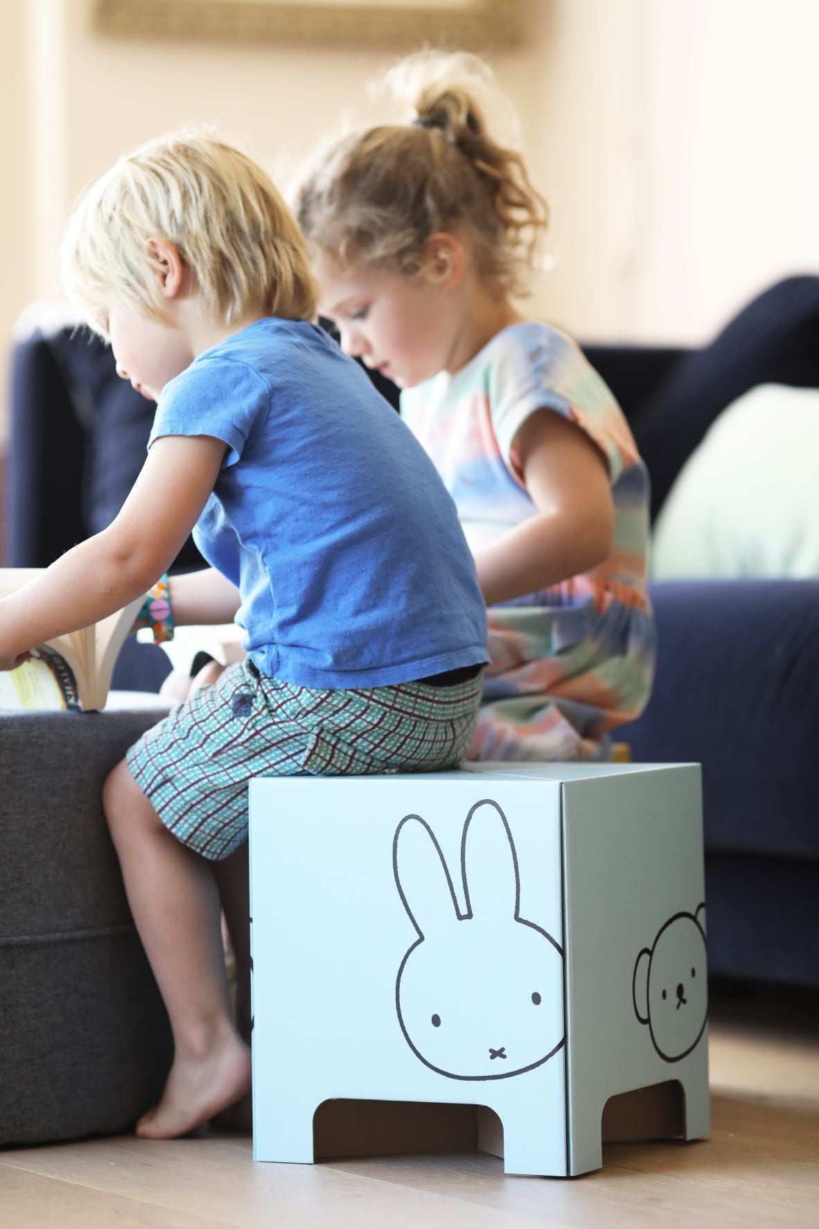 Miffy stool light blue cardboard