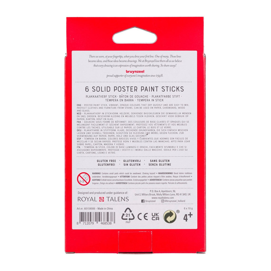 Poster paint stick Basic set of 6 colours