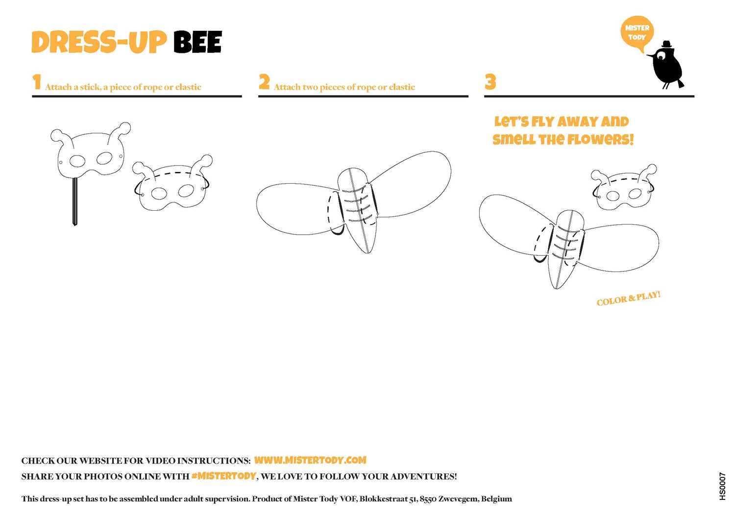 Dress up bee cardboard