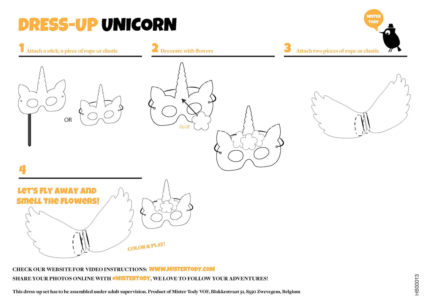 Unicorn cardboard dress up set