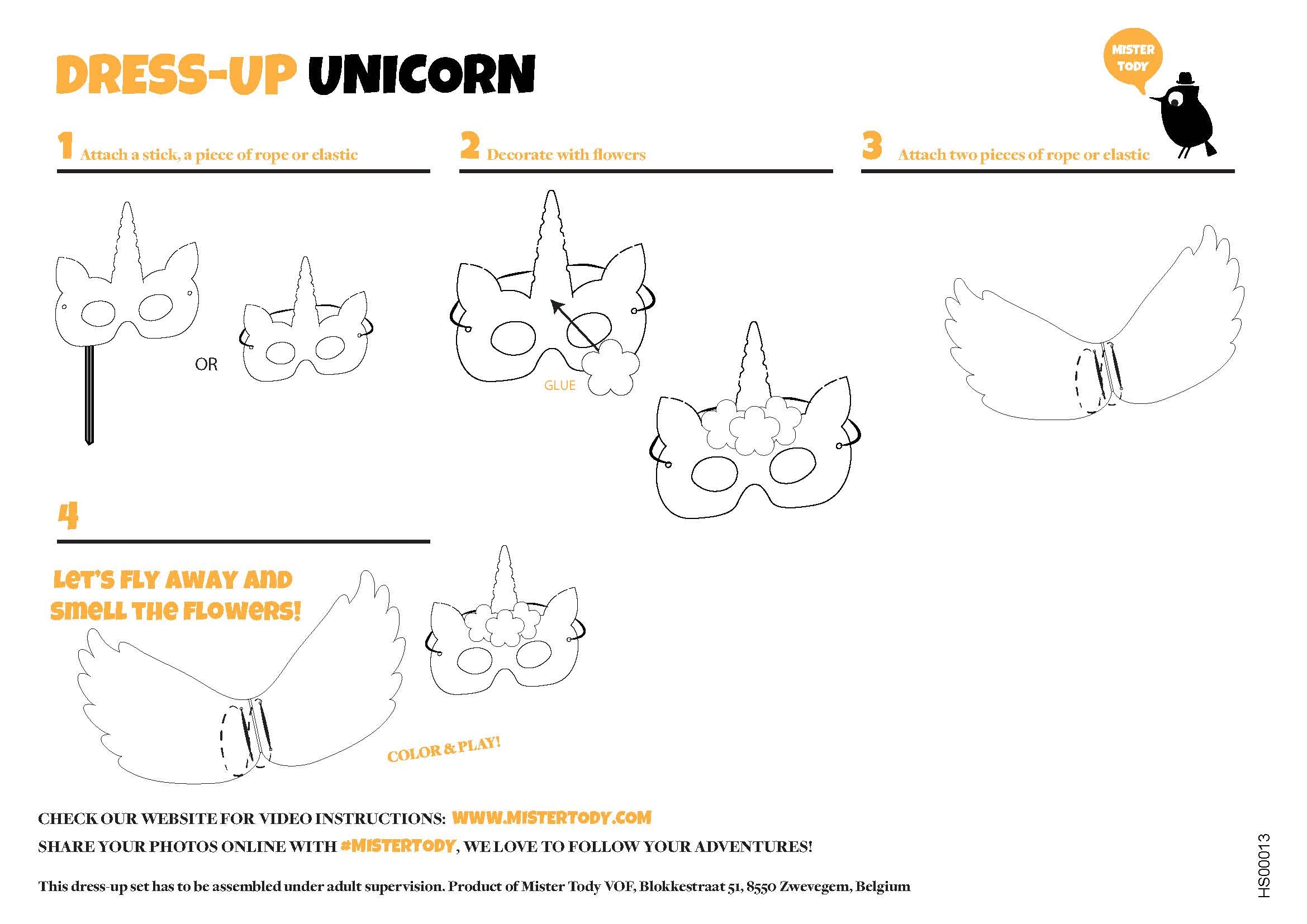 Unicorn cardboard dress up set